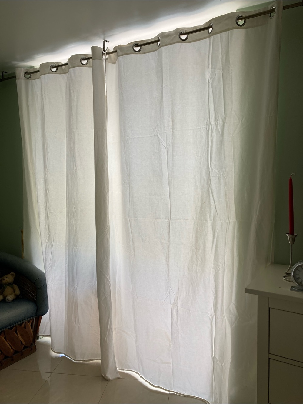 IKEA White Grommet curtain cotton- Light-Filtering Panel